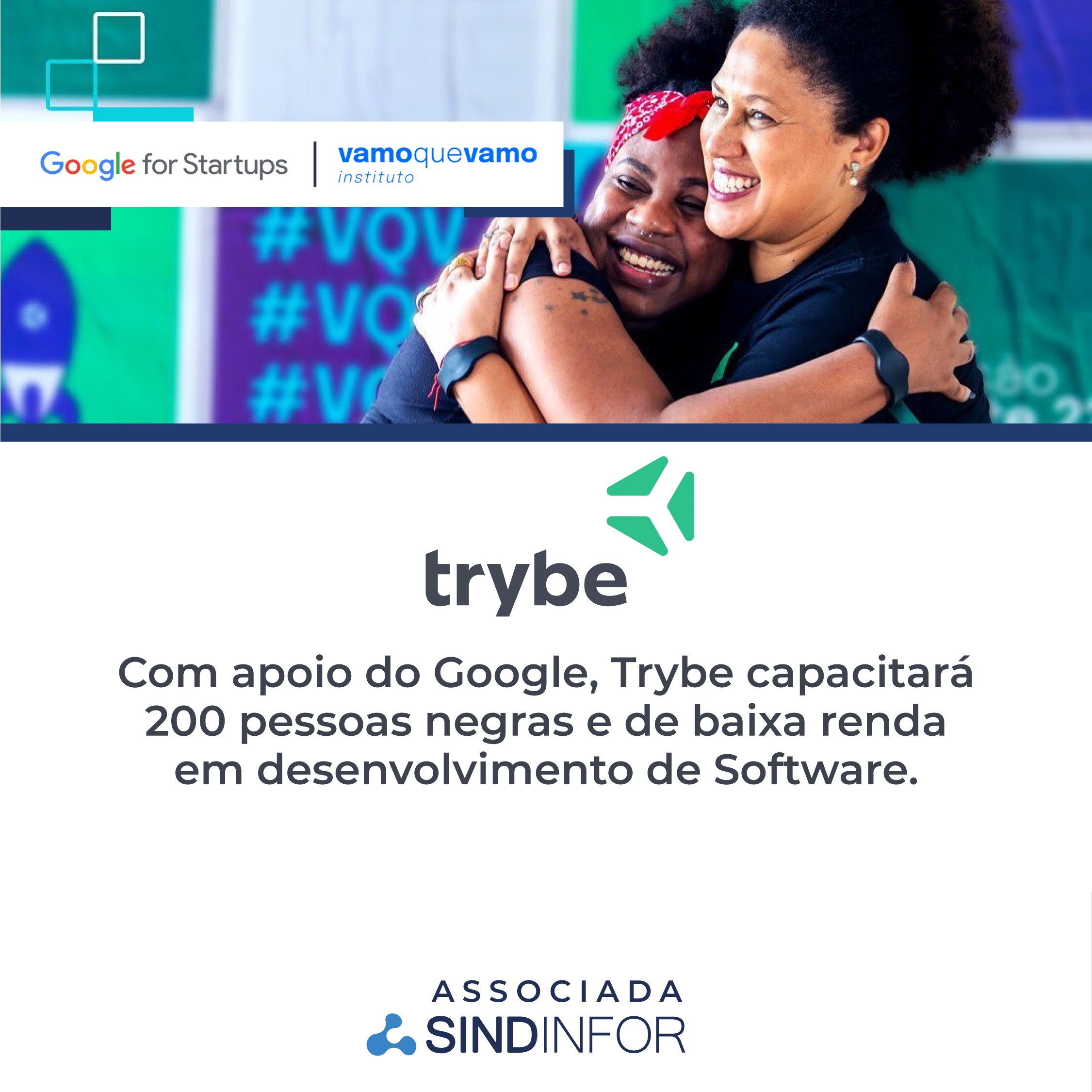 Com apoio do Google, Trybe, associada ao Sindinfor, capacitará 200 pessoas negras e de baixa renda em desenvolvimento de Software. Saiba como participar