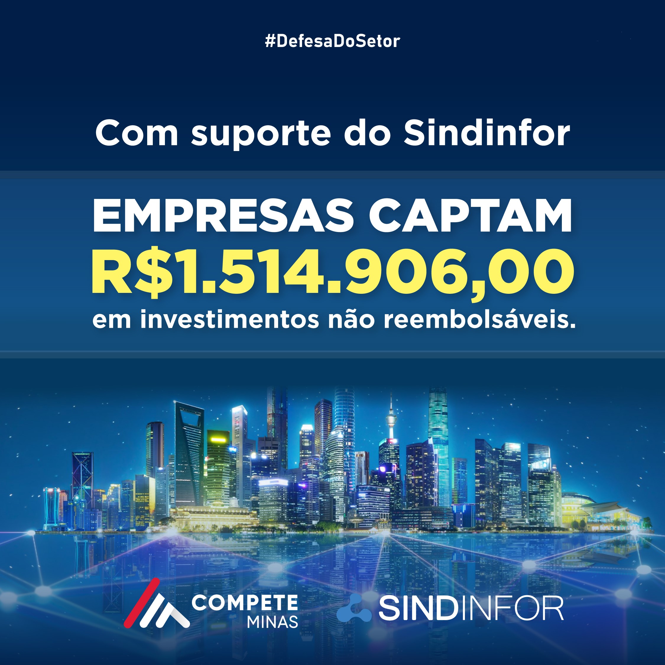 DEFESA DO SETOR! Com suporte do Sindinfor, empresas captam R$ 1.514.906,00 em investimentos não reembolsáveis!